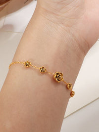 Gold Rose Flower Station Bracelet - view 2