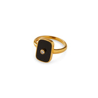 Black Enamel Signet Ring - view 4