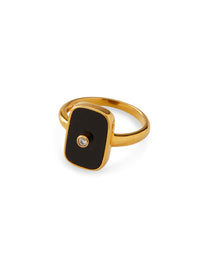 Black Enamel Signet Ring - view 1