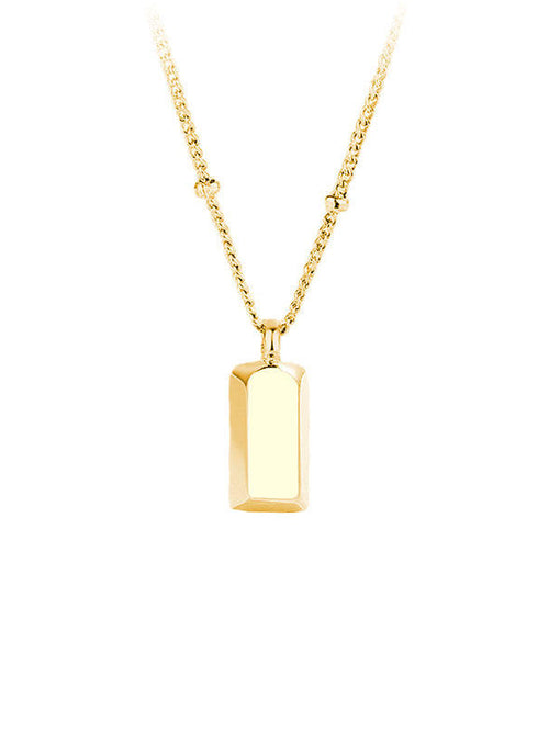 Gold Rectangle Bar Tag Pendant Necklace - 18K gold-plated stainless steel jewelry