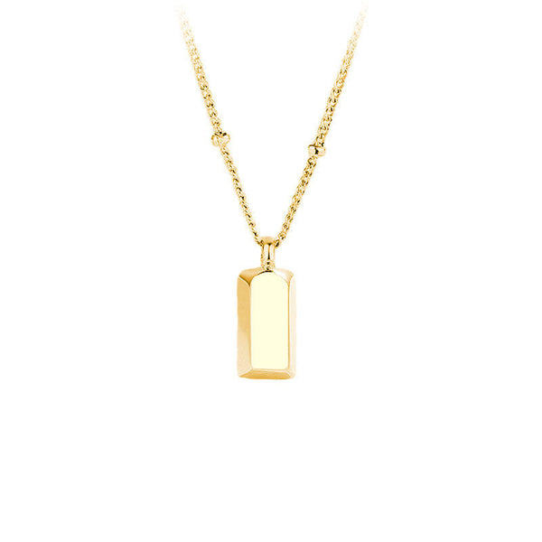 Gold Rectangle Bar Tag Pendant Necklace