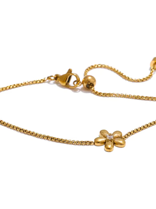 Gold Daisy Flower Necklace & Earrings Set - 18K gold-plated stainless steel jewelry