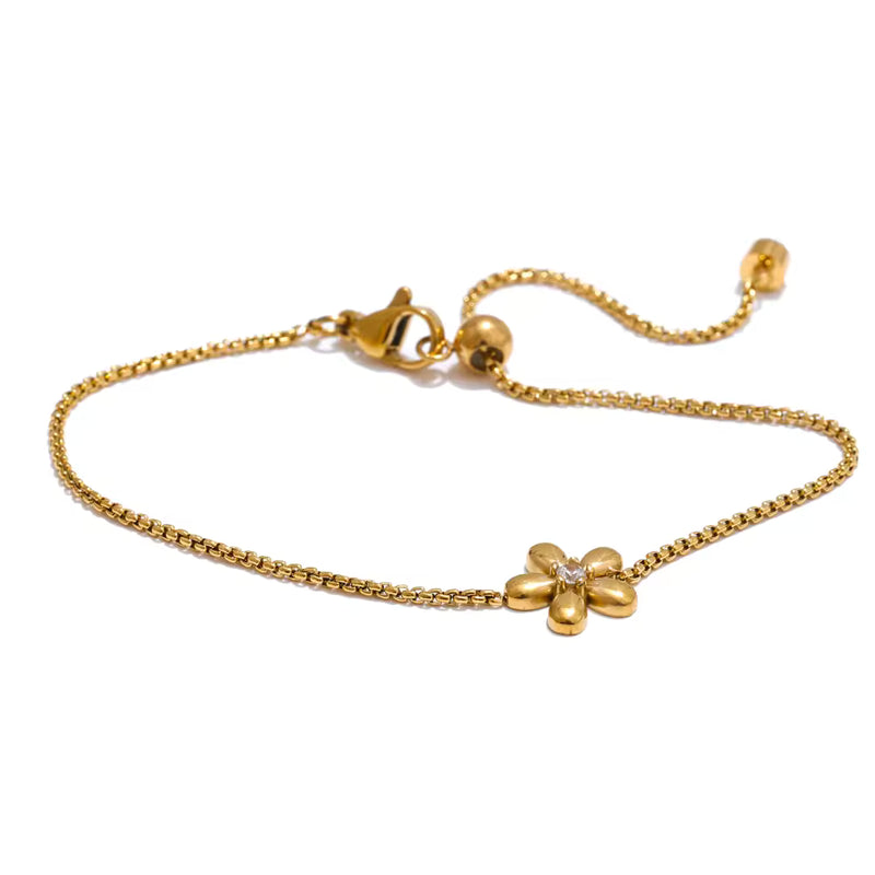 Gold Daisy Flower Necklace & Earrings Set - 18K Gold Plated Stainless Steel Jewelry