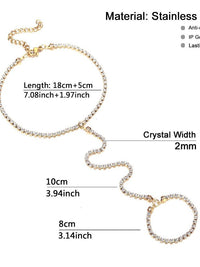 Full Crystal Tennis Hand Chain Ringlet - view 3