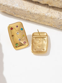 Rainbow Crystal Rectangle Stud Earrings - view 2