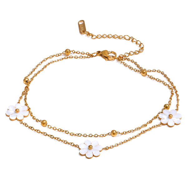 Double Layer Pearl Flower Cluster Station Bracelet