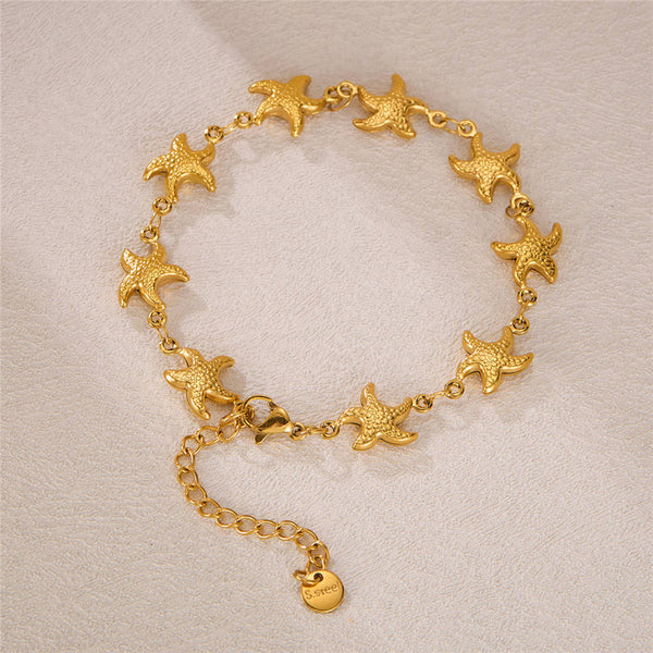 Gold Starfish Link Chain Anklet