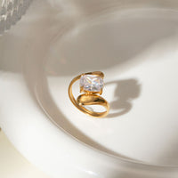 Crystal Solitaire Open Ring - view 6
