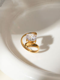 Crystal Solitaire Open Ring - view 6