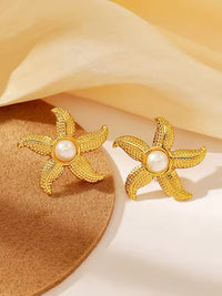 Pearl Starfish Stud Earrings - view 3