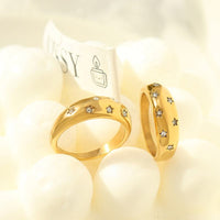 Star Studded Gold Band Ring - view 4
