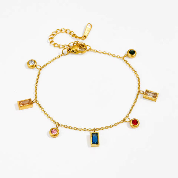 Multicolour Mixed Shape Crystal Charm Bracelet