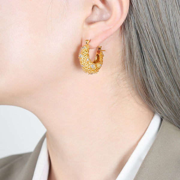 Woven Crystal Hoop Earrings