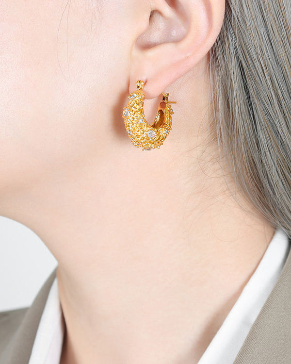 Woven Crystal Hoop Earrings