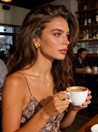 Chunky Gold Bow Stud Earrings - view 3