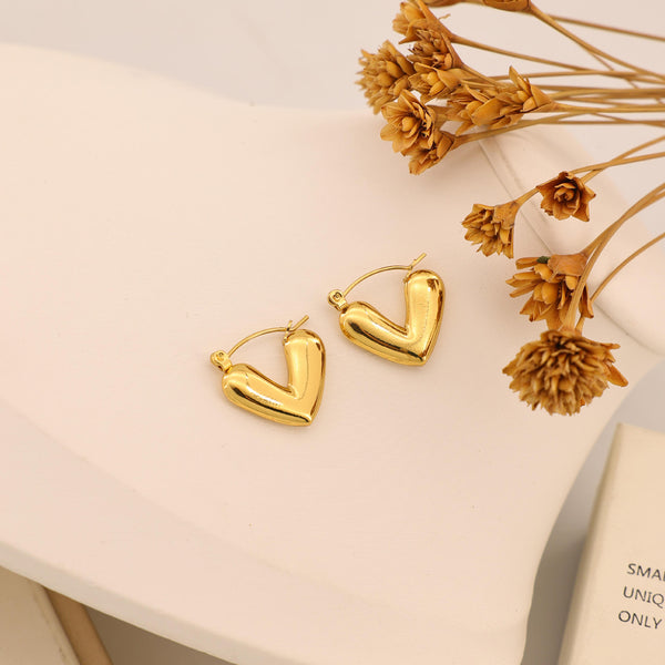 Puffy Heart Hoop Earrings