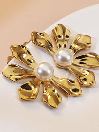 Pearl Bloom Flower Stud Earrings - view 2