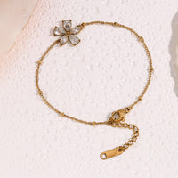 Crystal Flower Charm Satellite Chain Bracelet - view 5