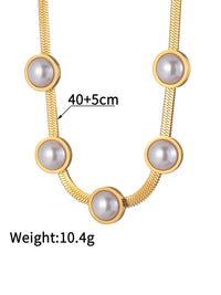 Pearl Station Herringbone Necklace - view 1