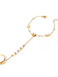Butterfly & Pearl Hand Chain Ringlet - view 1