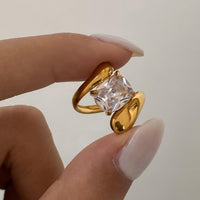 Crystal Solitaire Open Ring - view 3