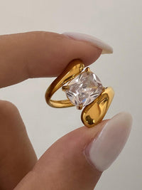 Crystal Solitaire Open Ring - view 3