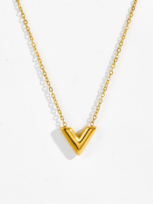 Chunky Gold V-Shape Pendant Necklace - 18K gold-plated stainless steel jewelry