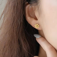 Dainty Daisy Flower Stud Earrings - view 2