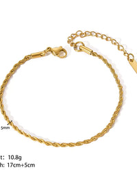 Gold Twisted Rope Chain Bracelet - view 2