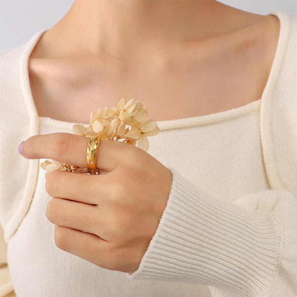 Star Studded Gold Band Ring