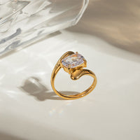 Crystal Solitaire Open Ring - view 5