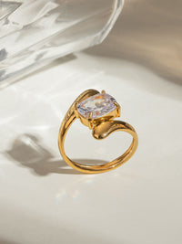 Crystal Solitaire Open Ring - view 2