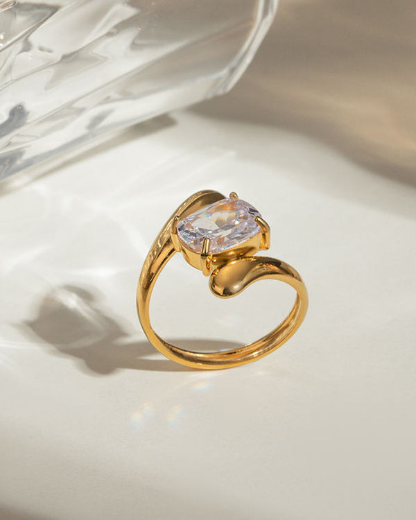 Crystal Solitaire Open Ring