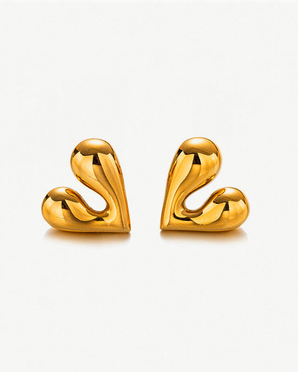 Chunky Bold Heart Stud Earrings