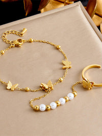 Butterfly & Pearl Hand Chain Ringlet - view 5