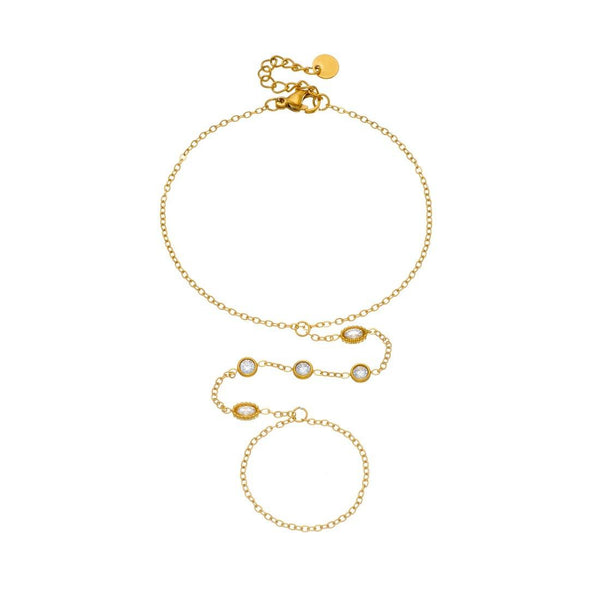 Mixed Bezel Crystal Hand Chain Ringlet