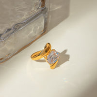 Crystal Solitaire Open Ring - view 4