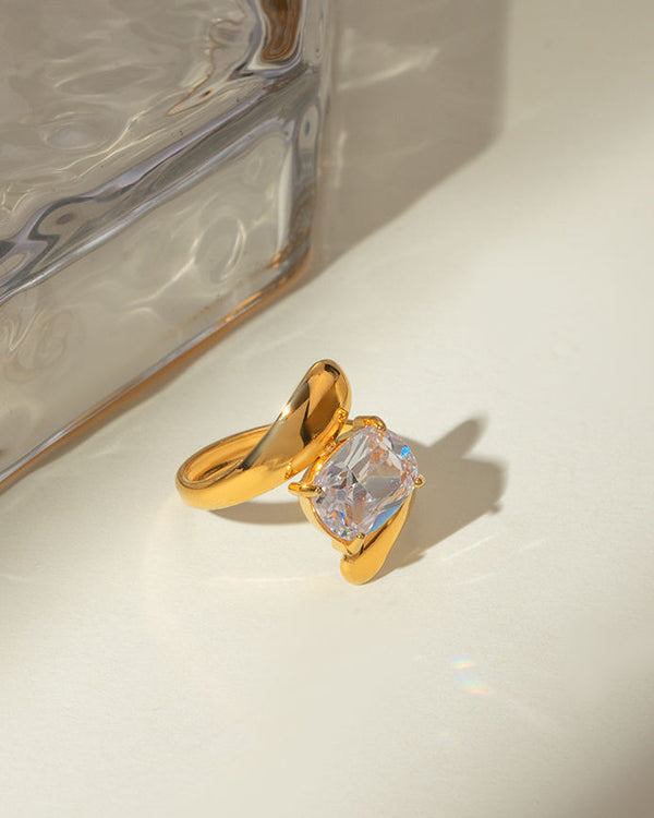 Crystal Solitaire Open Ring