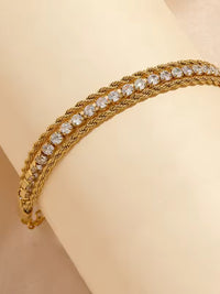 Crystal Tennis & Double Rope Chain Bracelet - view 2