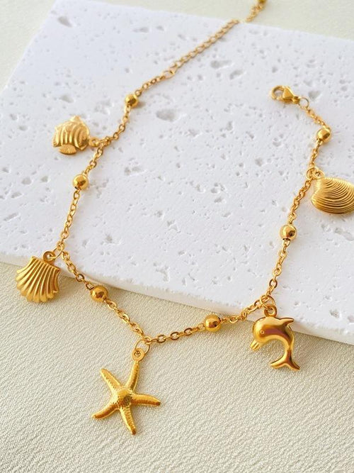 Gold Ocean Charm Bracelet - 18K gold-plated stainless steel jewelry