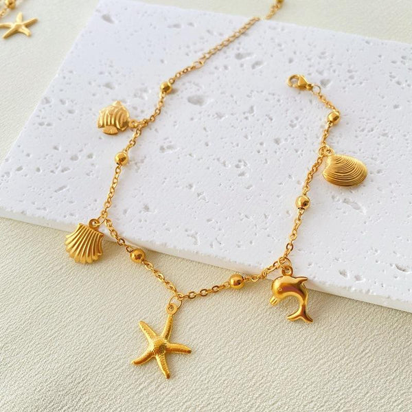 Gold Ocean Charm Bracelet