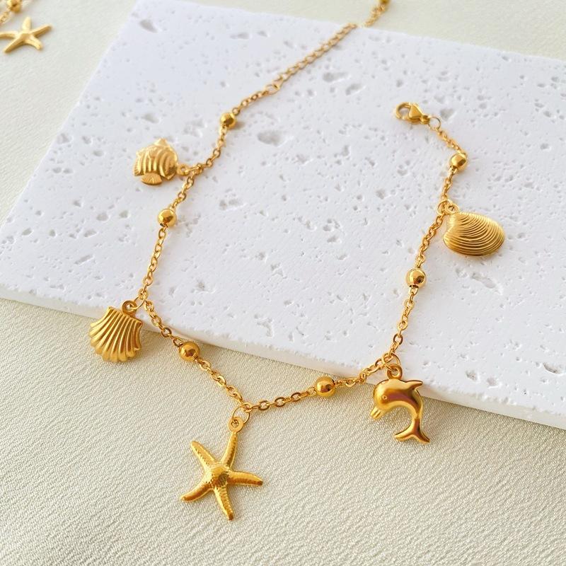 Gold Ocean Charm Bracelet - 18K Gold Plated Stainless Steel Jewelry