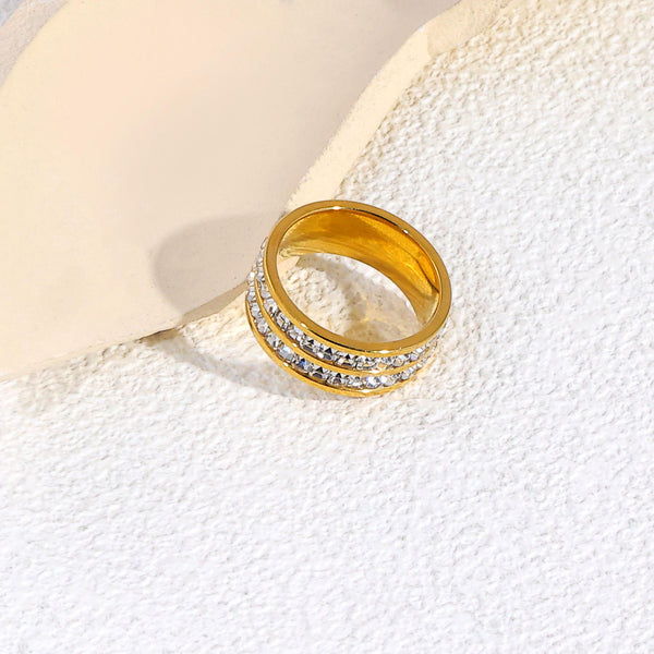 Double Row Crystal Band Ring
