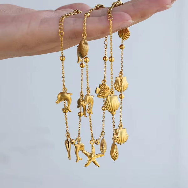 Gold Ocean Charm Bracelet