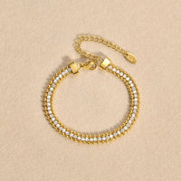 Triple Layer Crystal Tennis & Bead Chain Bracelet - view 2
