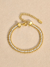 Triple Layer Crystal Tennis & Bead Chain Bracelet - view 2