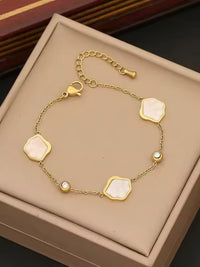 Mixed Station Gold Nugget & Pearl Crystal Bracelet - view 2