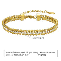 Triple Layer Crystal Tennis & Bead Chain Bracelet - view 1