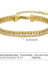 Triple Layer Crystal Tennis & Bead Chain Bracelet - view 1
