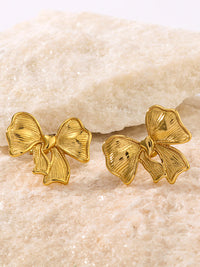 Chunky Gold Bow Stud Earrings - view 6